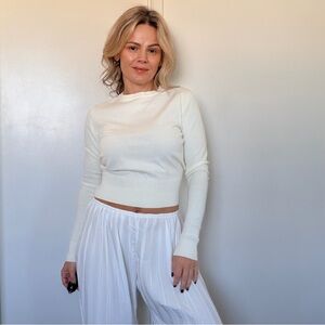 New Almina Concept Slim Long Sleeve Knit Top in Ivory